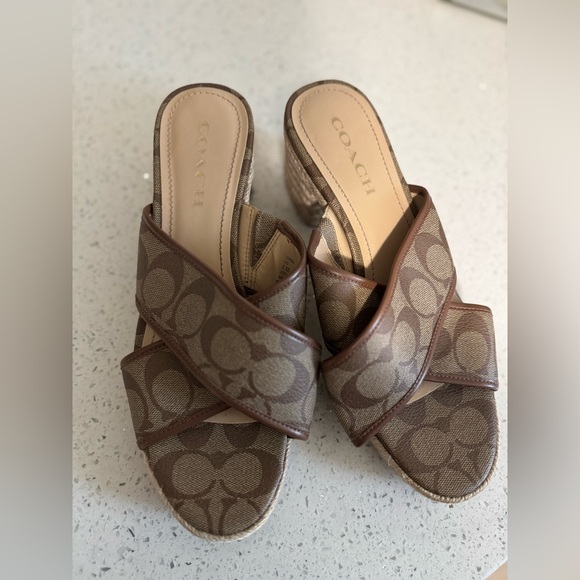Coach | Shoes | Coach Signature Brown Mules | Poshmark